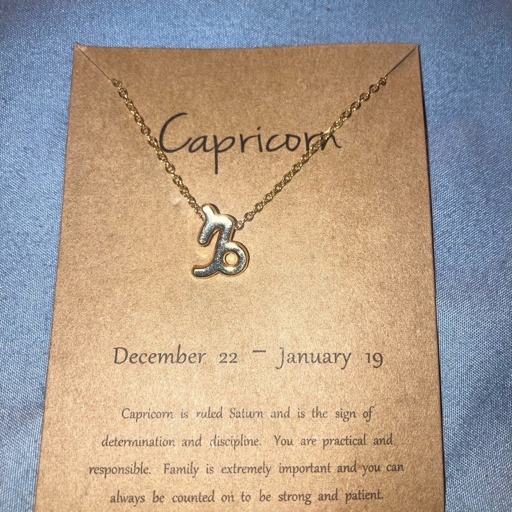 Gold Capricorn Zodiac Pendant Necklace - Picture 2 of 3